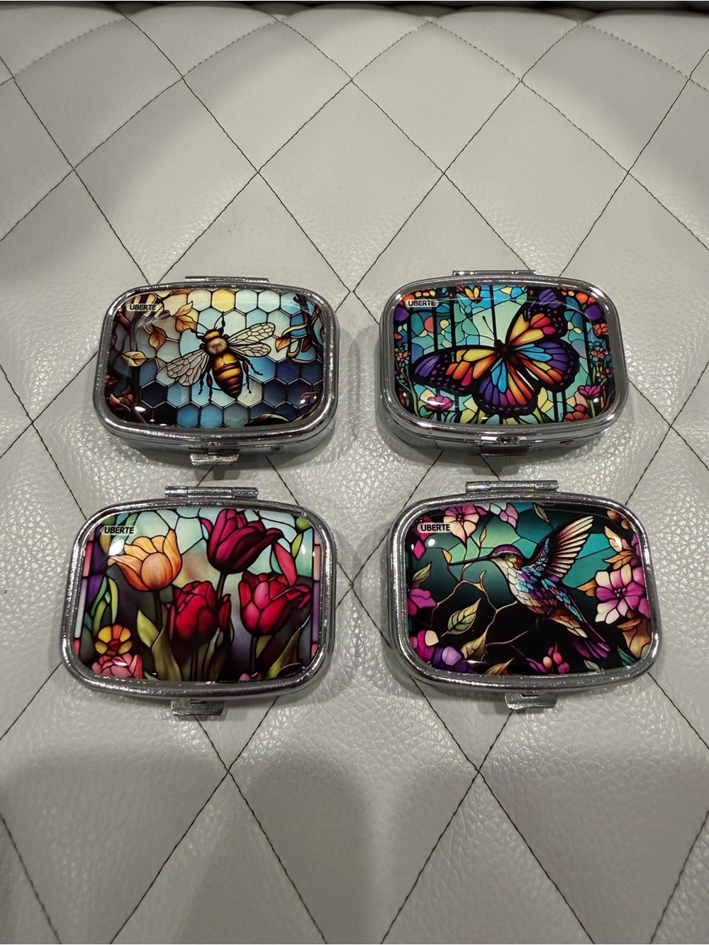 Multicolor Floral & Nature Pill Box - Blue, Teal, Pink, Purple Accents